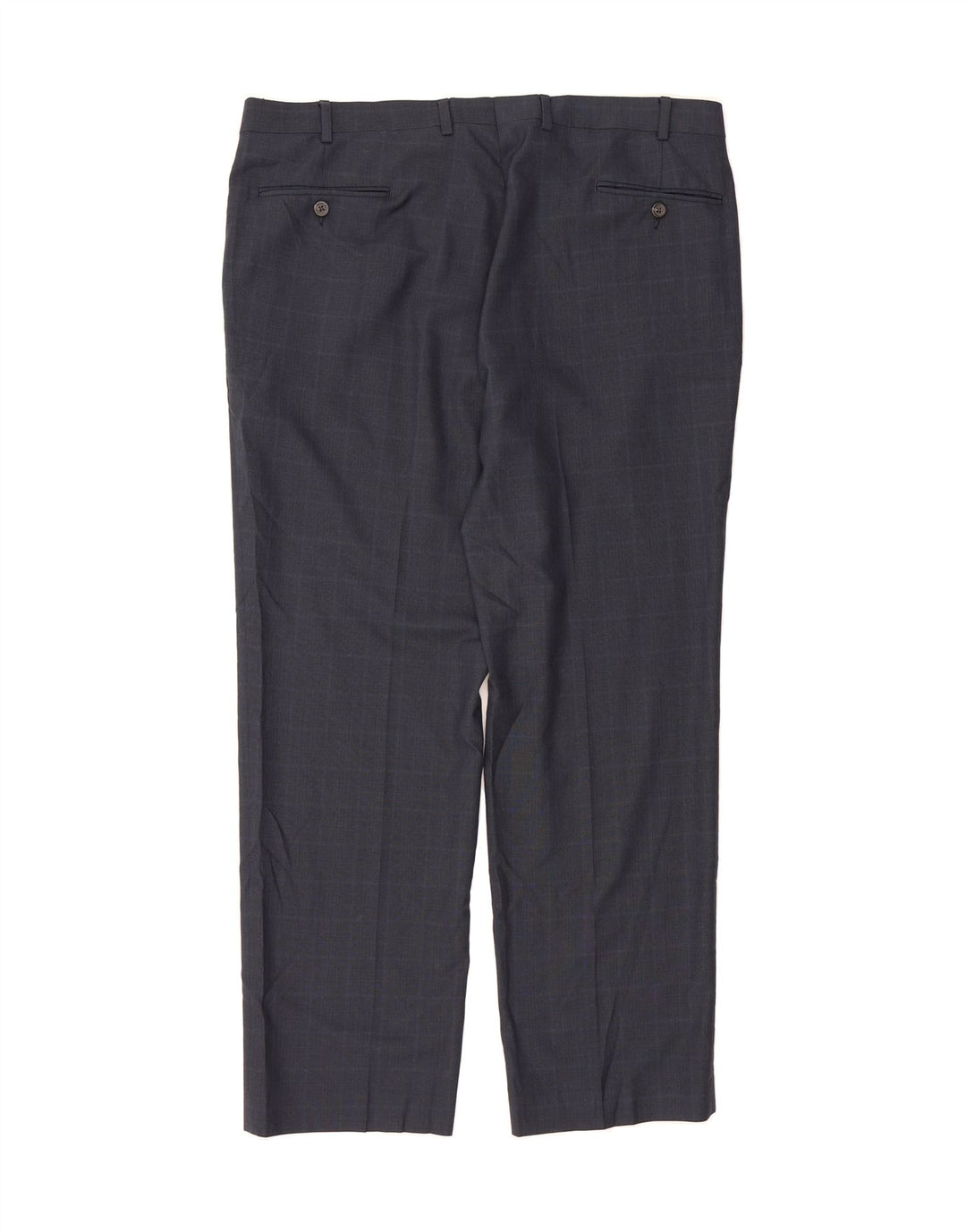 CHAPS Mens Straight Suit Trousers W36 L30 Navy Blue Check Polyester Vintage Chaps and Second-Hand Chaps from Messina Hembry 