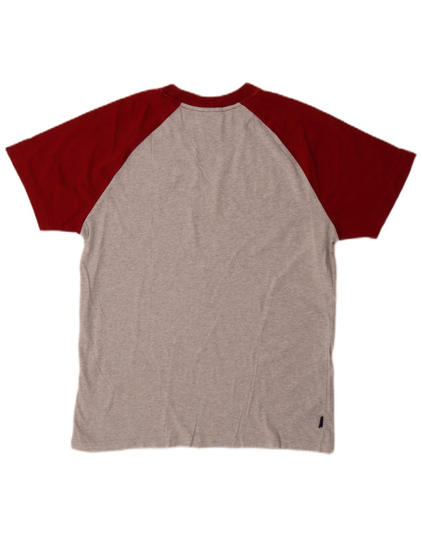 Superdry Herren T-Shirt-Oberteil aus mittelgrauer Colourblock-Baumwolle