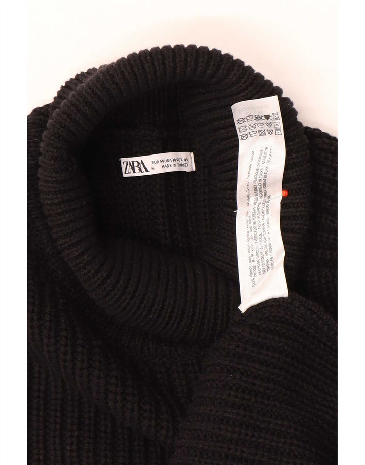 Zara Herren-Rollkragenpullover aus mittelschwarzer Baumwolle