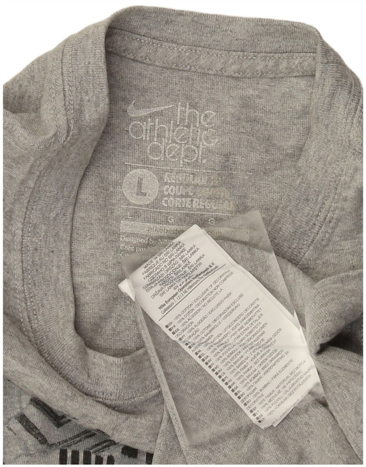 Nike Herren-T-Shirt mit normaler Passform, Grafik, Größe L, Grau, Baumwolle
