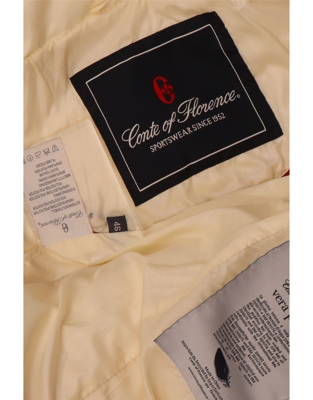 Conte of Florence Wattierter Damenmantel IT 46 Large Off White Polyester