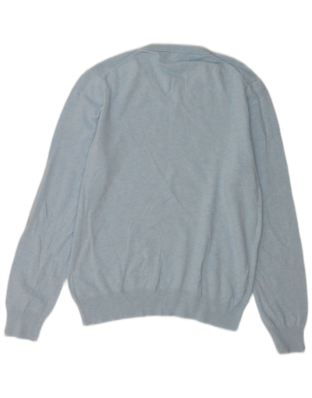 Marks & Spencer Herren-Pullover mit V-Ausschnitt aus mittelblauer Baumwolle