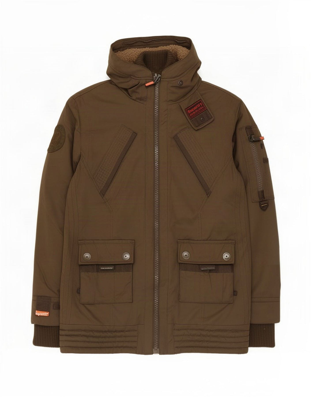 Superdry Damen-Parka mit Kapuze, UK 40, Größe L, braun, Polyester