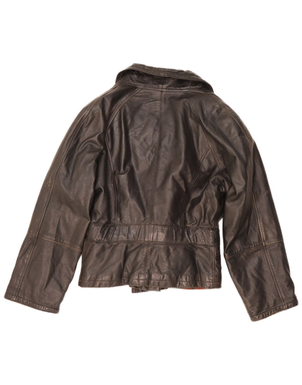 Vintage Womens Leather Jacket UK 14 Medium Black Leather