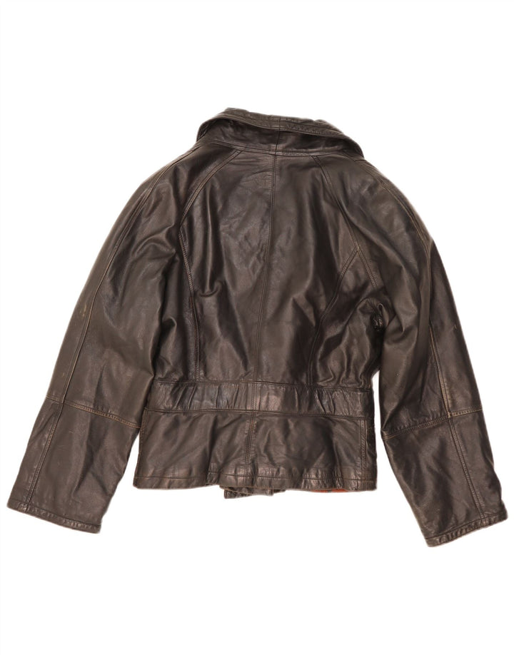 Vintage Damen Lederjacke UK 14 Mittelschwarzes Leder