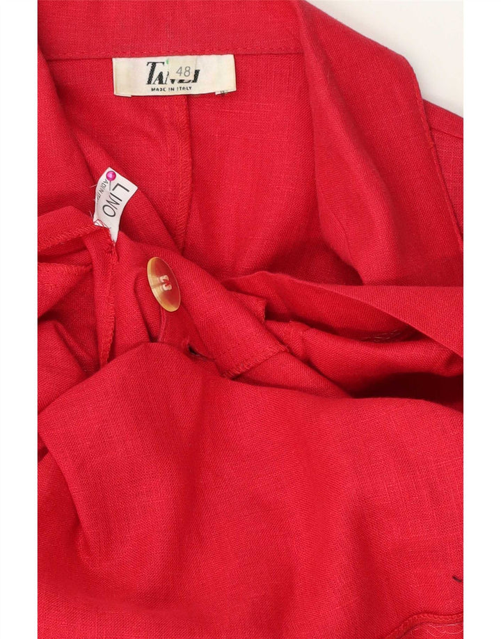 Vintage Damen Kurzarm Zweireiher Blazer Jacke IT 48 XL Rot