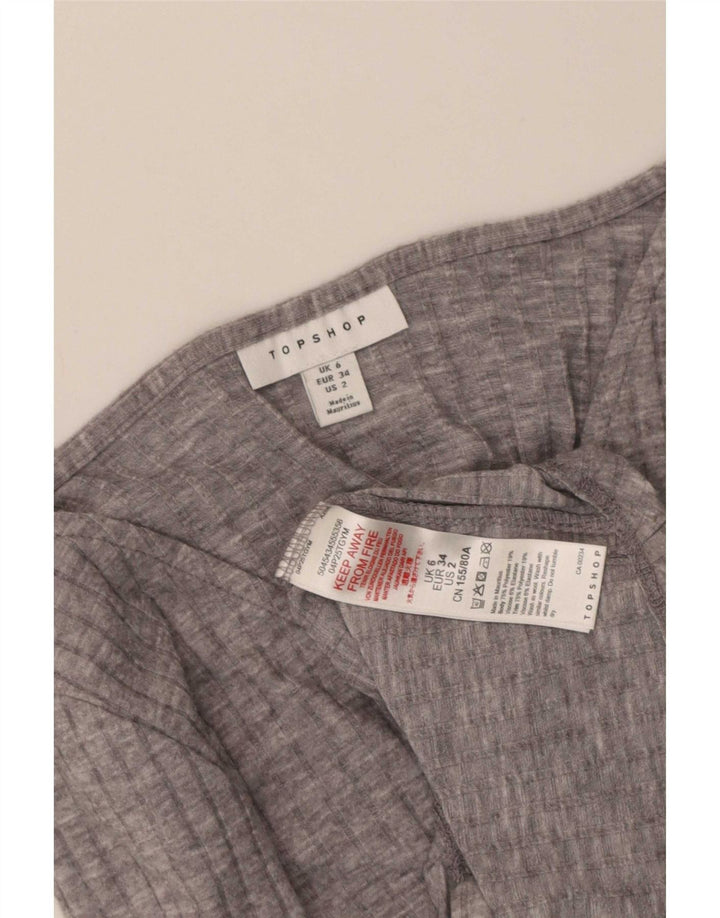 Topshop Damen Langarm-Crop-Top UK 6 XS Grau Polyester