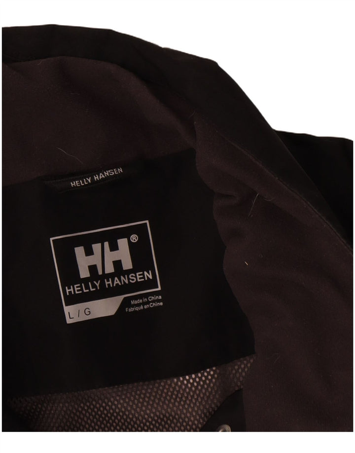 Helly Hansen Womens Graphic Rain Jacket UK 16 Large Schwarz Polyester