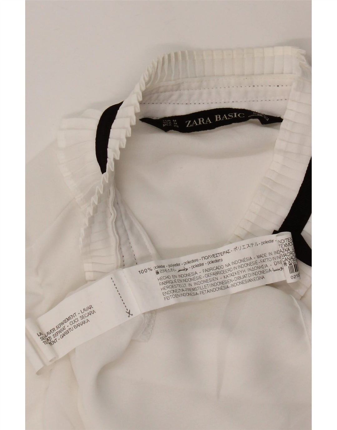 Zara Damen 3/4-Ärmel-Hemdbluse UK 14 Mittelweißes Polyester