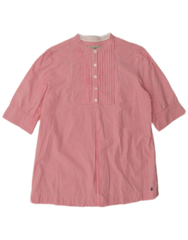 Jack Wills Damen Kurzarm-Pulloverhemd UK 12 Mittelrosa gestreift