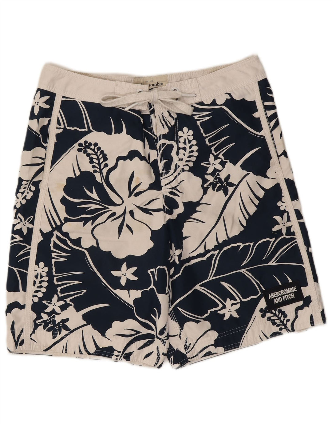 Abercrombie & Fitch Herren-Badeshorts, Mittelschwarzes, geblümtes Polyester