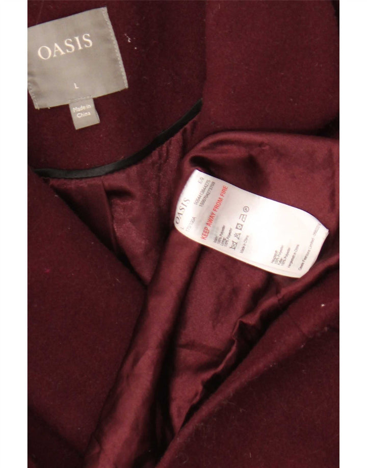 Oasis Damen Zweireihiger Mantel UK 16 Large Burgunderrot Polyester