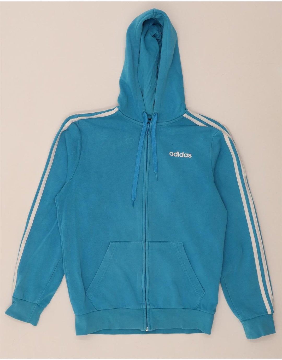 Adidas Herren-Kapuzenpullover mit Reißverschluss, klein, aus blauer Baumwolle