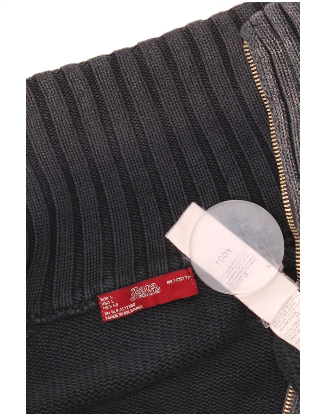 Zara Herren-Cardigan-Pullover, große graue Baumwolle