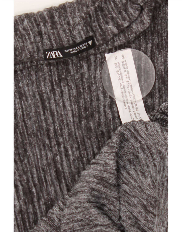 Zara Damen Ärmelloses Maxikleid UK 12 Mittelgraues Polyester