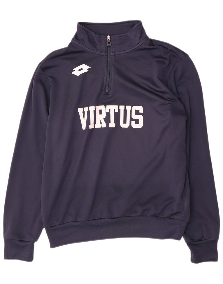 Lotto Herren-Sweatshirt mit grafischem Reißverschluss, mittleres Marineblau, Polyester