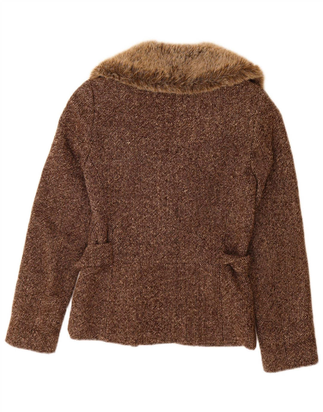 Bay Damen-Blazerjacke mit 1 Knopf, Gr. 10, kleine braun gesprenkelte Wolle