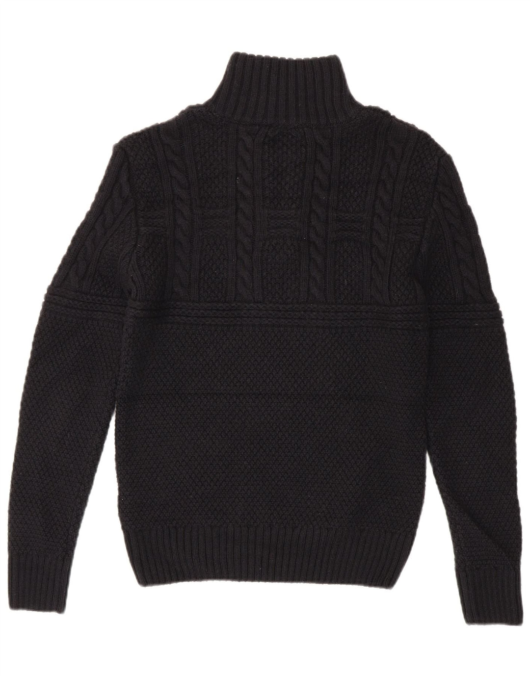 Superdry Herren-Pullover mit Reißverschluss am Kragen, Größe S, Schwarz, Acryl