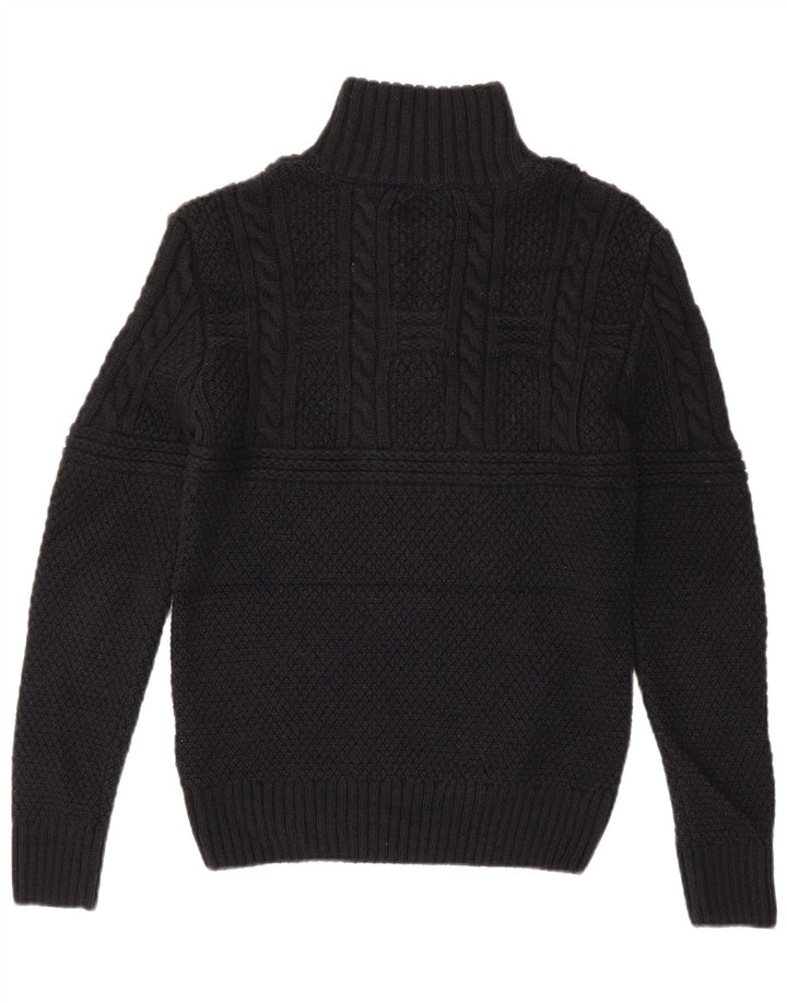 Superdry Herren-Pullover mit Reißverschluss am Kragen, Größe S, Schwarz, Acryl