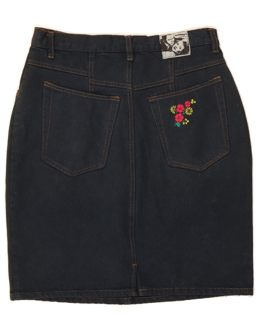 VINTAGE Womens Denim Skirt W28 Medium  Navy Blue Vintage Vintage and Second-Hand Vintage from Messina Hembry 