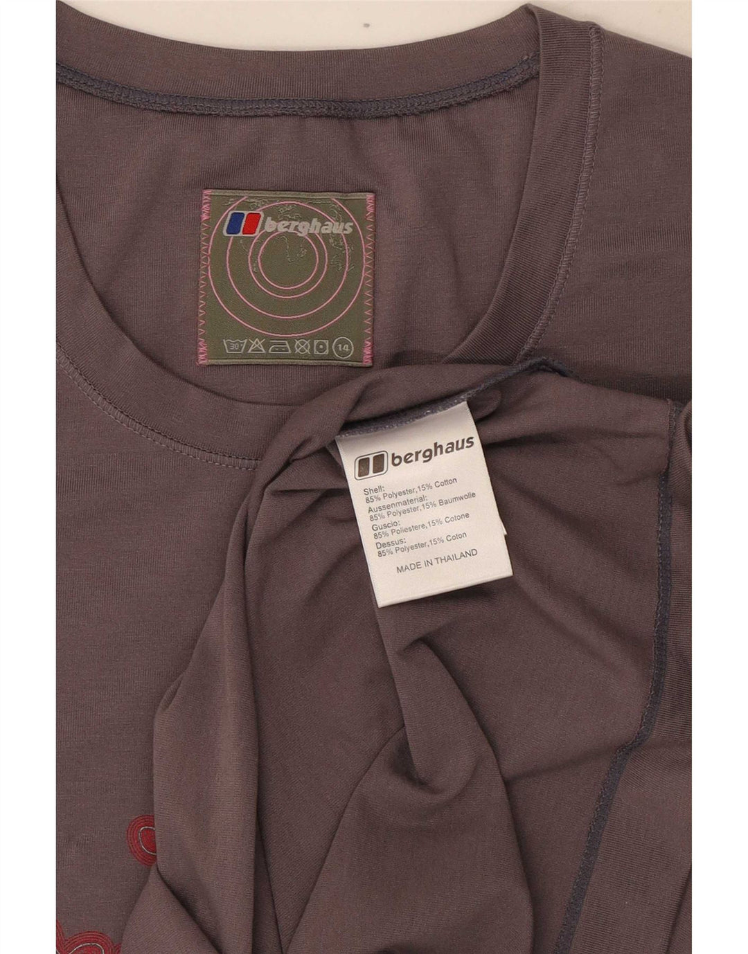 Berghaus Damen Grafik-T-Shirt-Oberteil UK 14 Mittelgraues Polyester