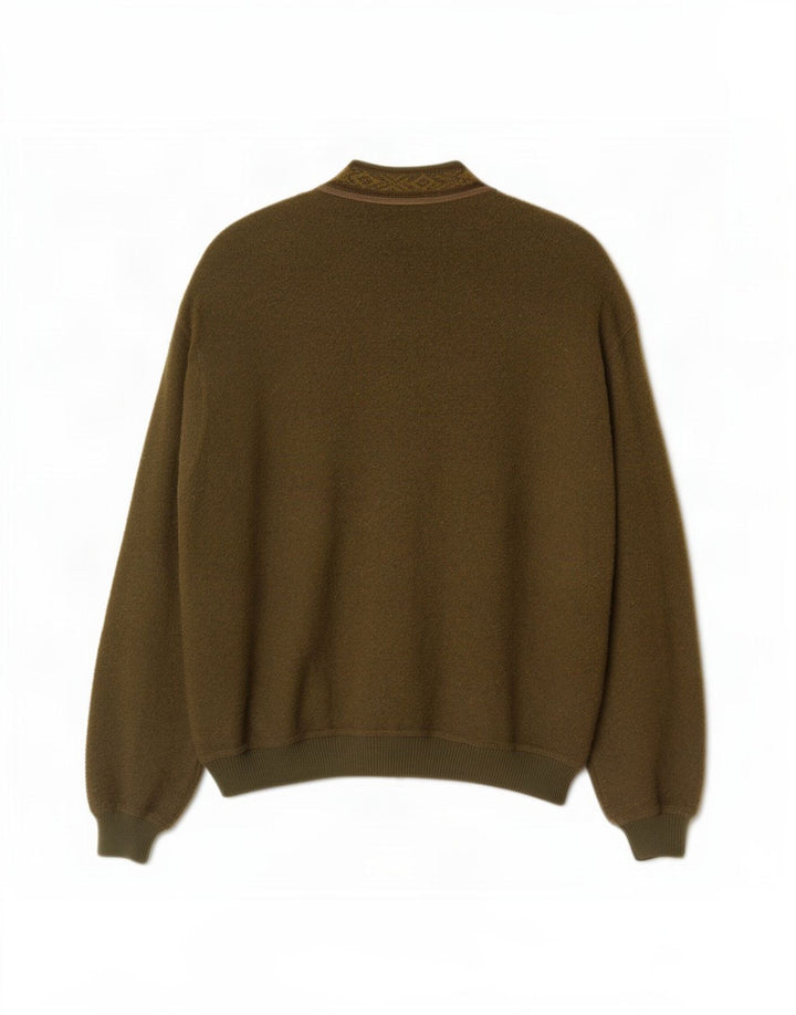 Malagrida Herren-Strickjacke, groß, Khaki, Fair-Isle-Wolle