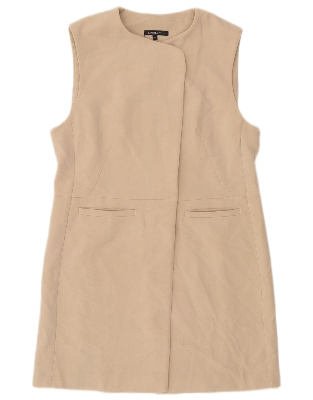 Marks & Spencer Damen Longline ärmellose Blazerjacke UK 10 Small Beige