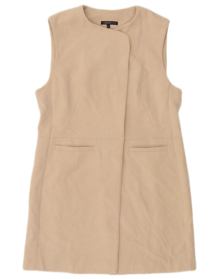 Marks & Spencer Damen Longline ärmellose Blazerjacke UK 10 Small Beige