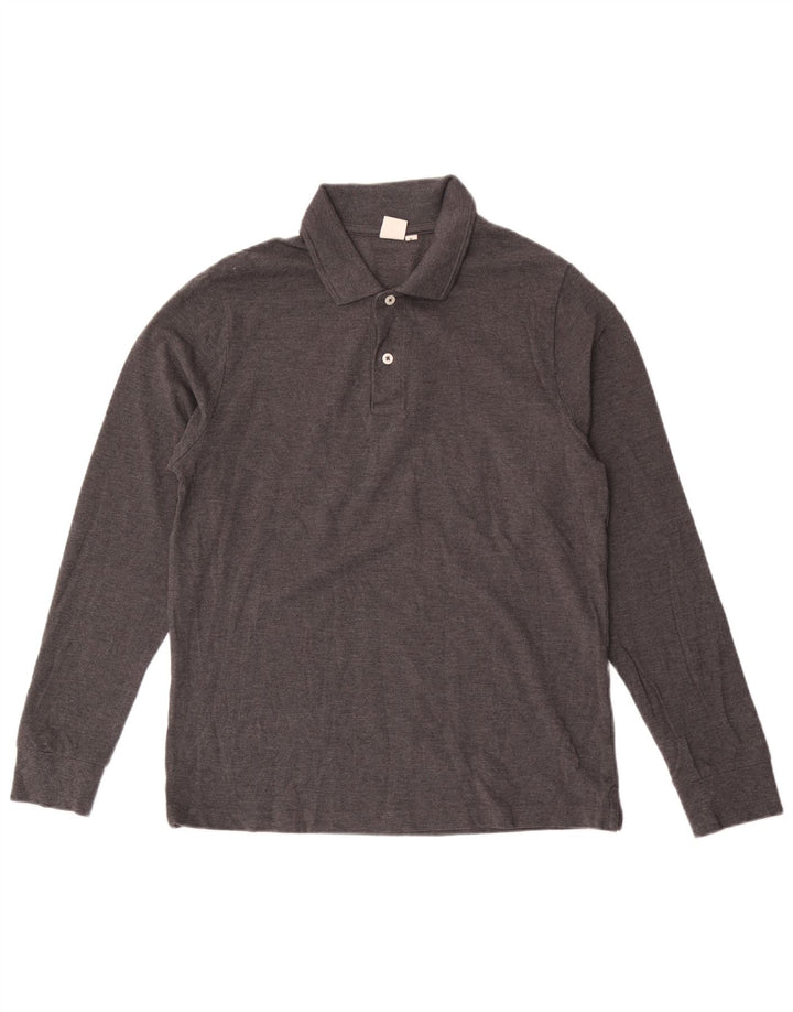 John Lewis Herren-Langarm-Poloshirt aus mittelgrauer Baumwolle