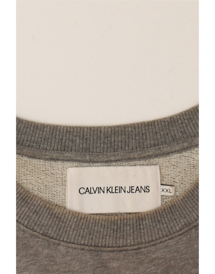 CALVIN KLEIN JEANS Mens Graphic Sweatshirt Jumper 2XL Grey Cotton Vintage Calvin Klein Jeans and Second-Hand Calvin Klein Jeans from Messina Hembry 