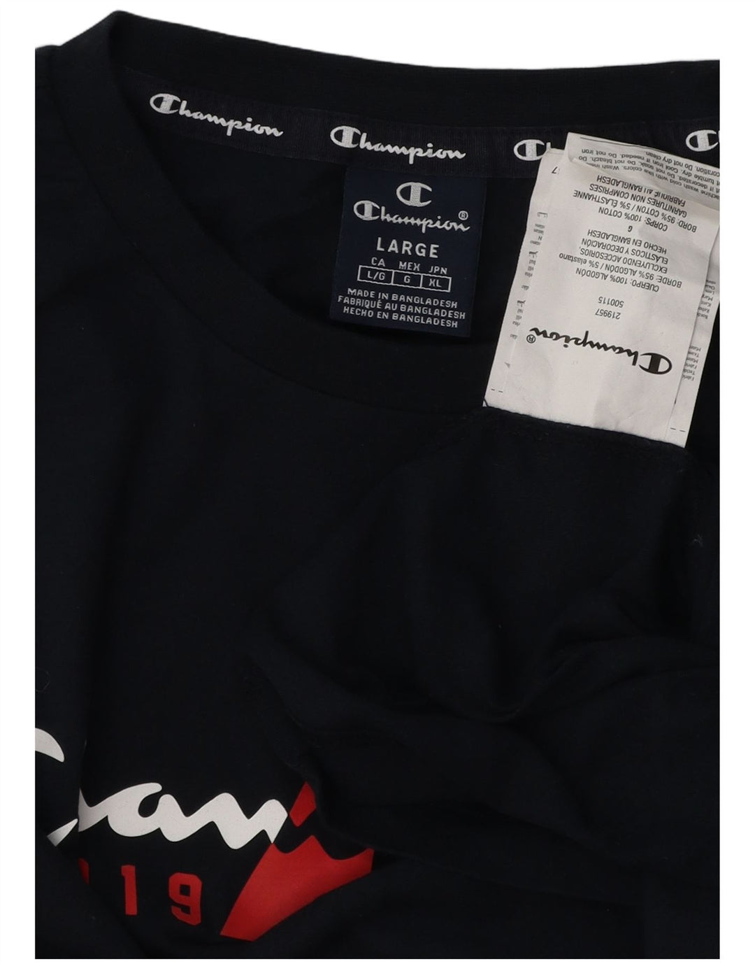 CHAMPION Herren-Grafik-Oberteil, langärmelig, groß, marineblau, Baumwolle