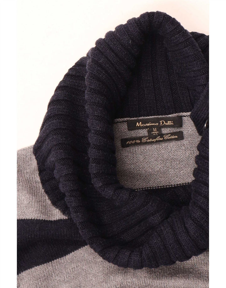 Massimo Dutti Damen-Pullover mit Knopfkragen, Gr. 12, mittleres Marineblau