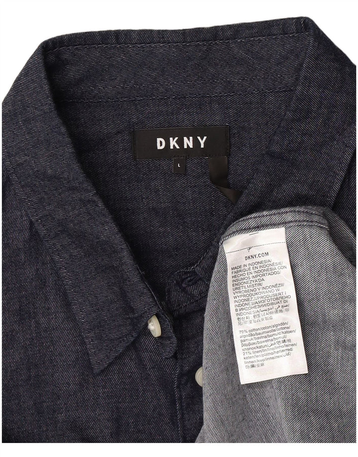 Dkny Herren-Hemd, groß, marineblau, Baumwolle