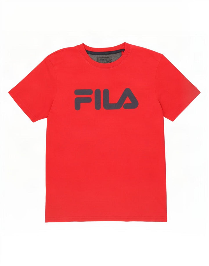 Fila Herren Grafik-T-Shirt-Oberteil aus mittelroter Baumwolle