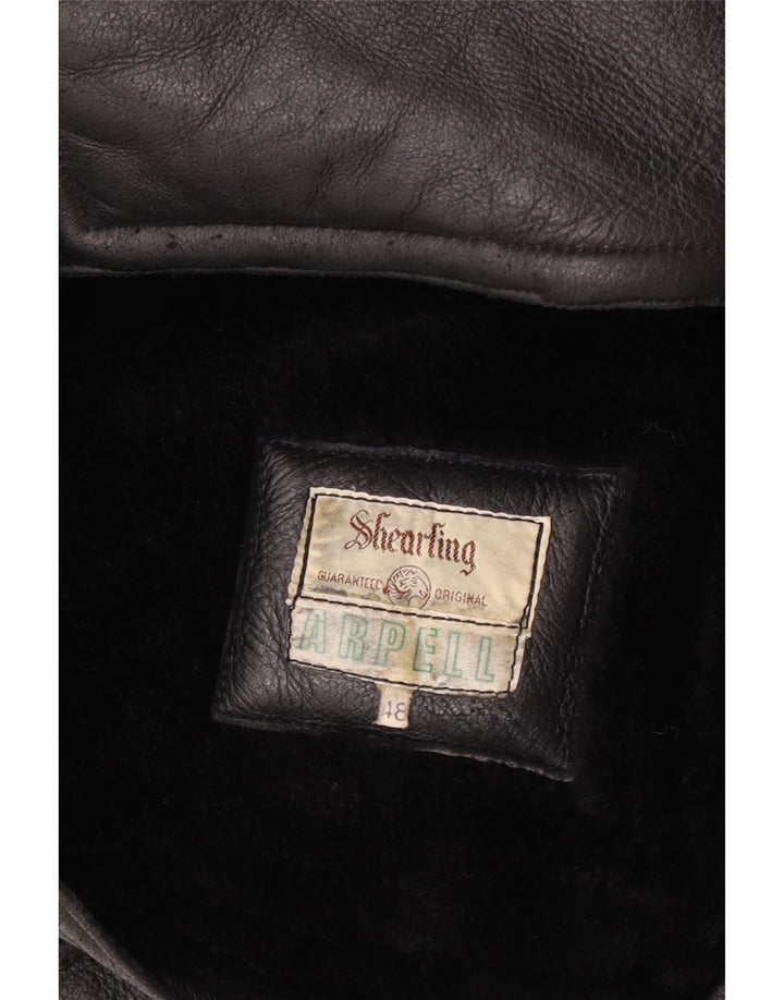 Vintage Herren Shearling Jacke IT 48 Medium Schwarz
