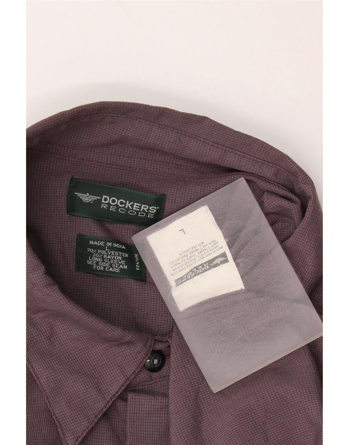 DOCKERS Herren-Flanellhemd, großes, violettes Hahnentrittmuster aus Polyester