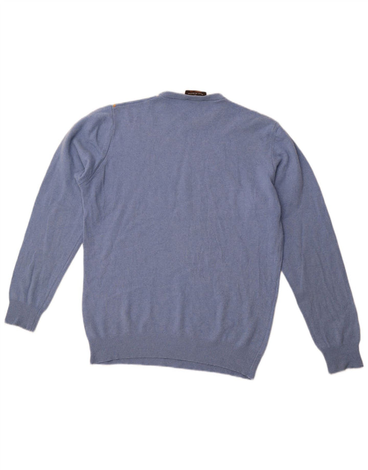 MALAGRIDA Herren-Pullover mit Rundhalsausschnitt, Größe L, Blau, Argyle/Diamant