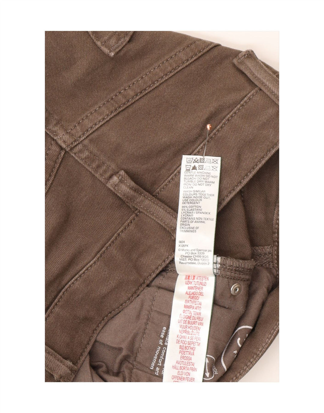 Marks & Spencer Herren Straight Jeans W36 L29 Braune Baumwolle