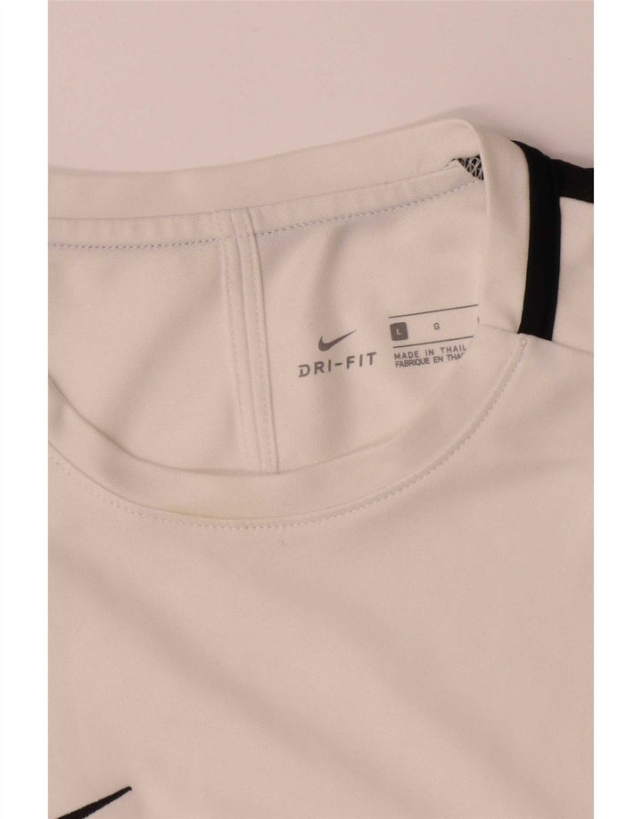 Nike Herren Dri Fit T-Shirt-Oberteil, groß, weißes Farbblock-Polyester
