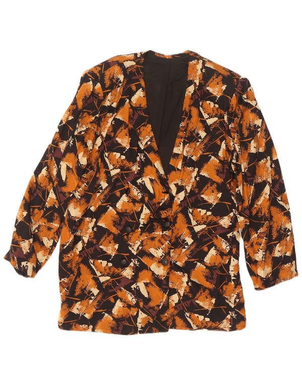 Enrico Coveri Damen Blazer Jacke UK 14 Large Braun Geometrisch