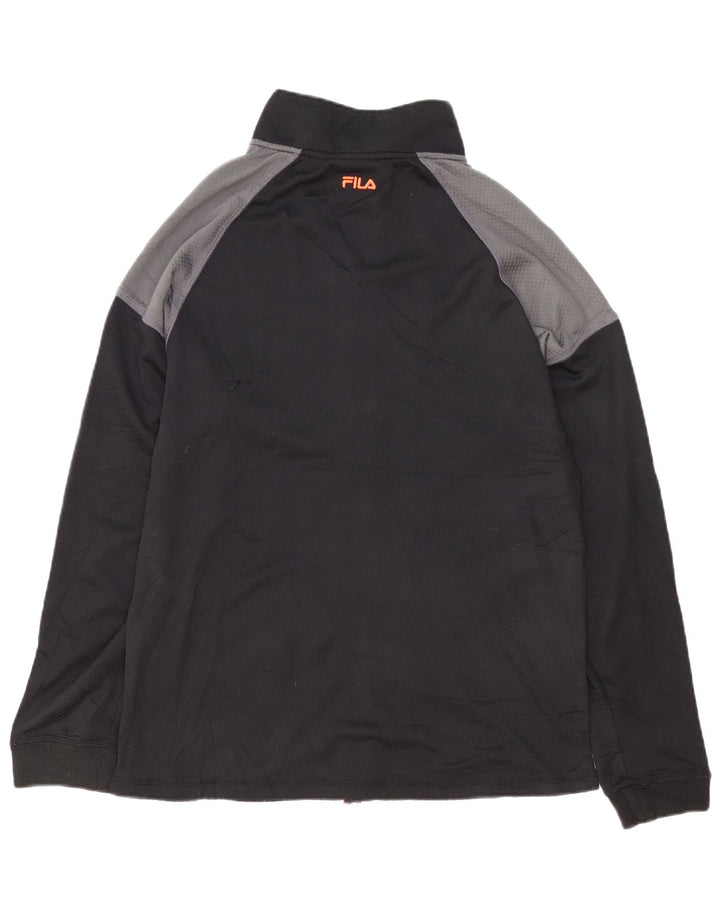 FILA Herren-Trainingsanzug-Top-Jacke, großes schwarzes Farbblock-Polyester