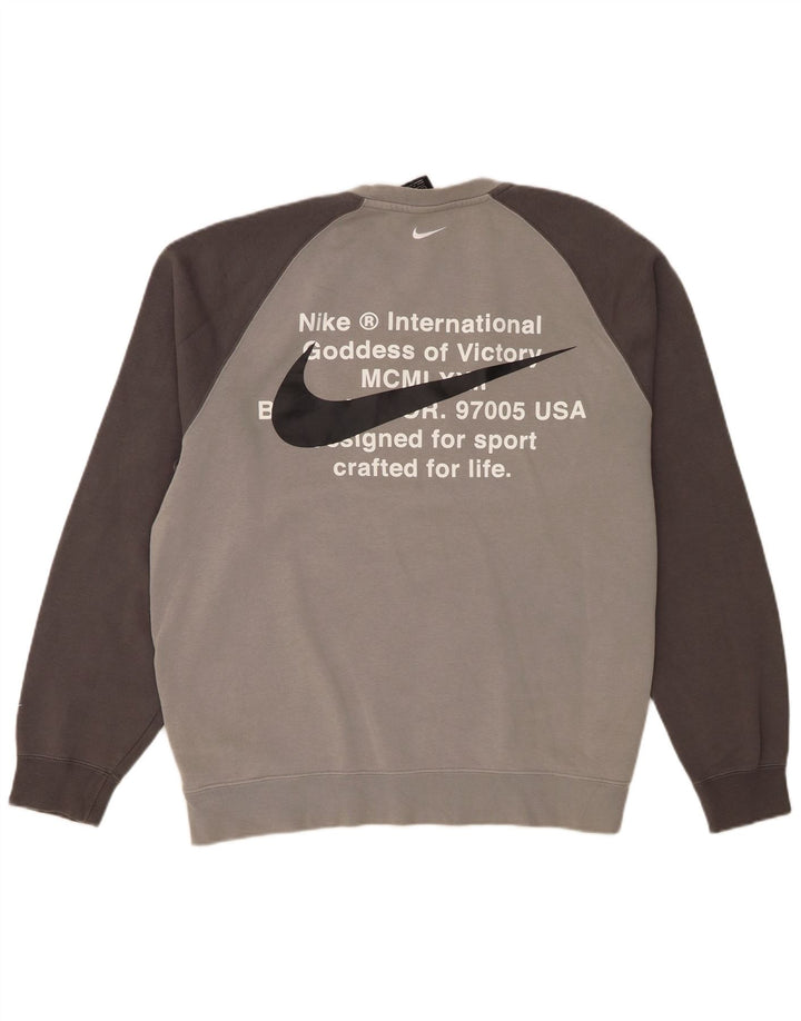 Nike Herren-Sweatshirt mit Grafik, groß, graue Baumwolle