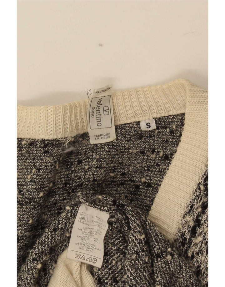 Valentino Herren-Strickjacke, klein, grau kariert, Baumwolle