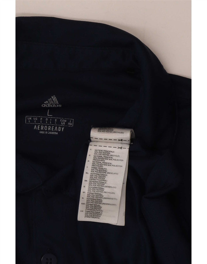Adidas Mens Aeroready Polo Shirt Large Navy Blue Polyester
