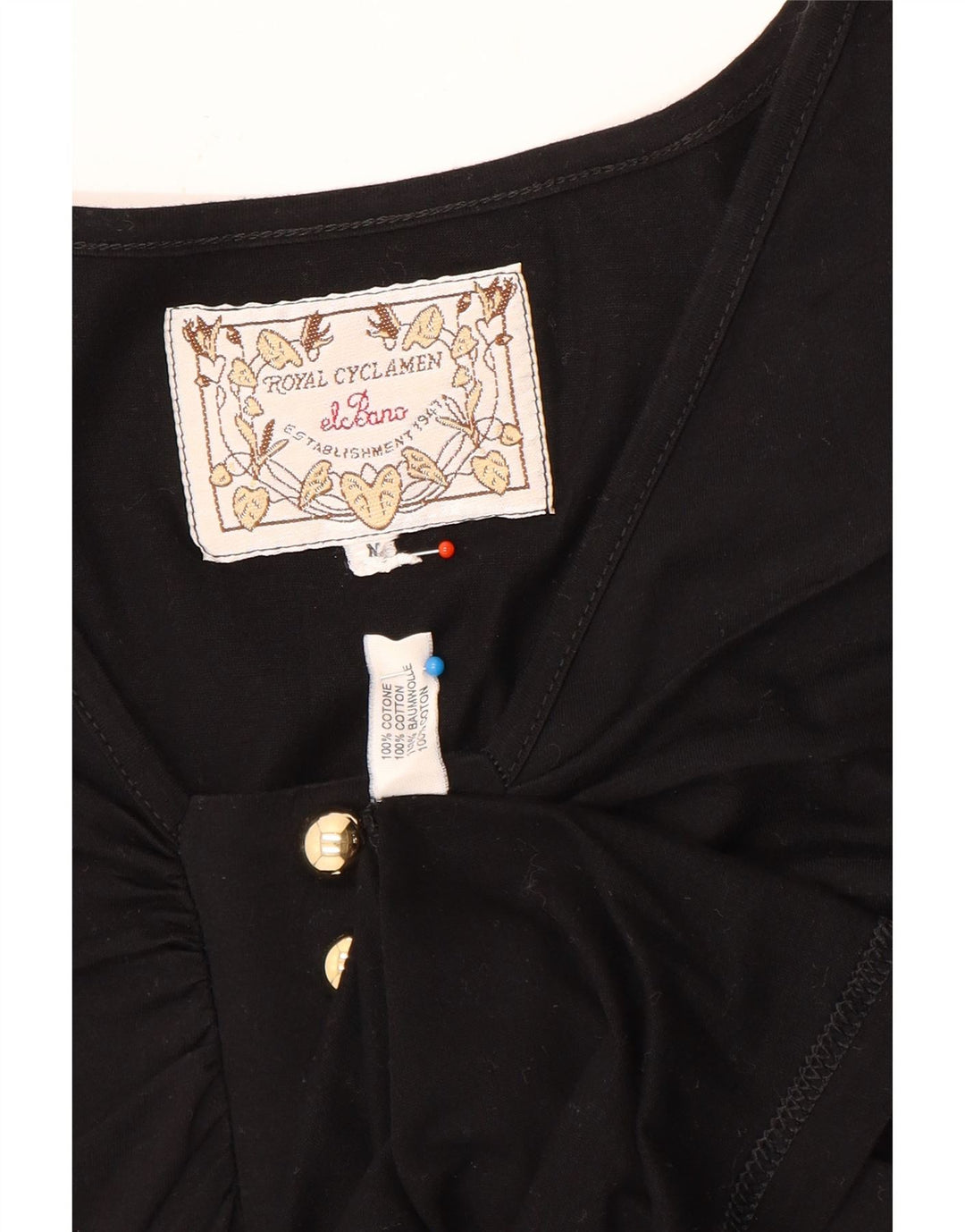 Vintage Damen Tunikakleid UK 14 Mittelschwarze Baumwolle