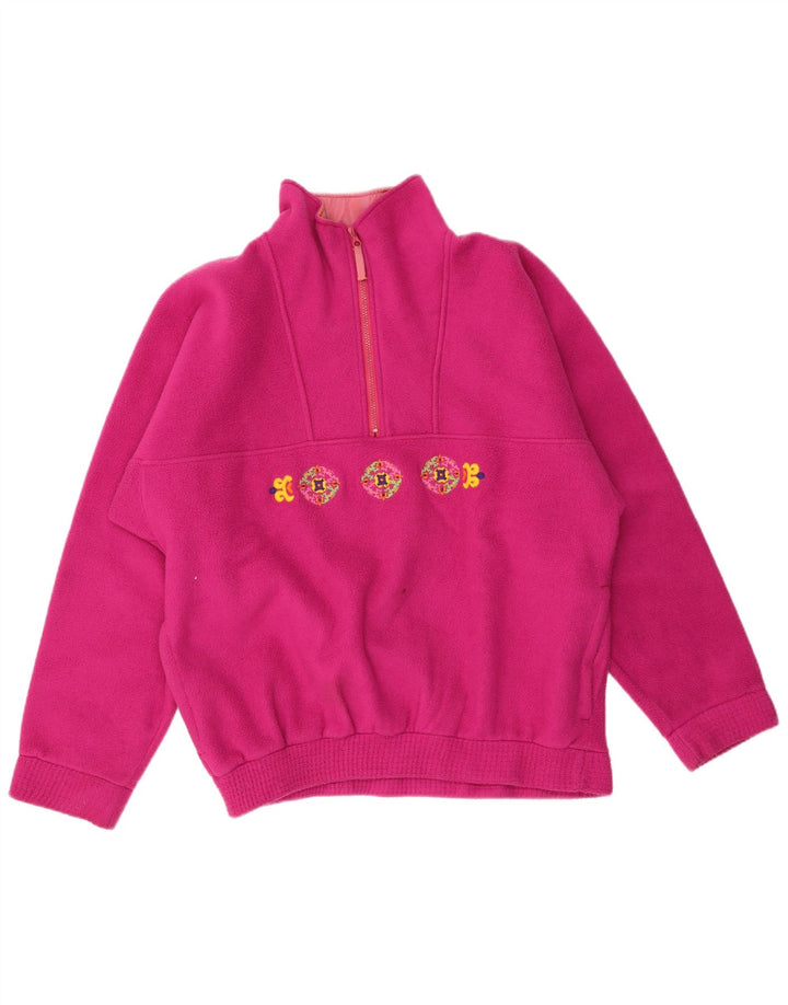 Tecnica Herren-Fleecepullover mit grafischem Reißverschluss und Kragen, groß, rosa, Polyester
