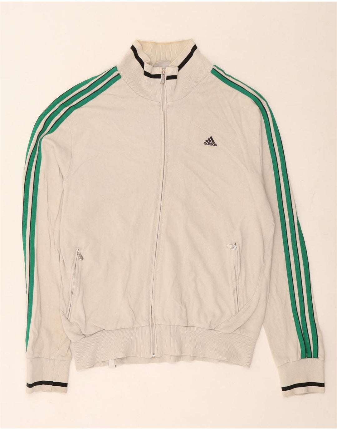 Adidas Herren Trainingsanzug Top Jacke UK 42/44 Große weiße Baumwolle