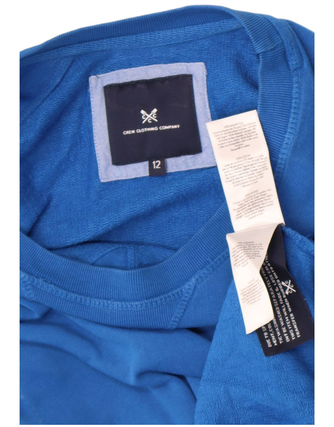 Crew Clothing Damen-Sweatshirt-Pullover UK 12 Mittelblaue Baumwolle