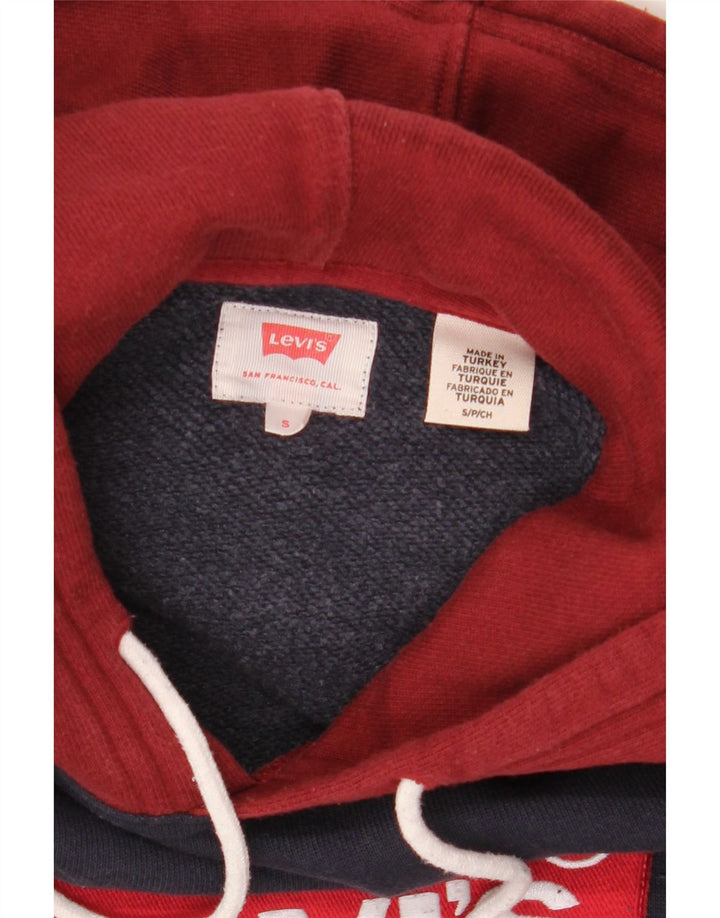 LEVI'S Mens Graphic Hoodie Jumper Small Navy Blue Cotton