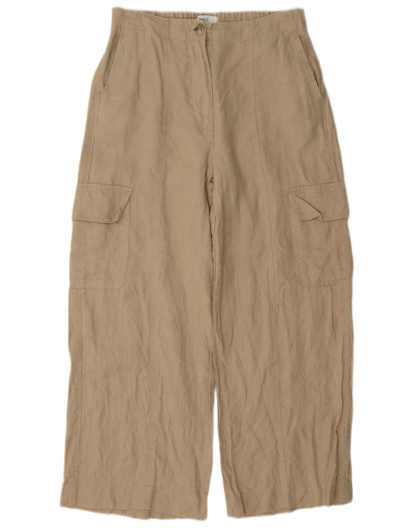 Marks & Spencer Damen-Cargohose mit weitem Bein, UK 10, Größe S, W27, L27, Beige